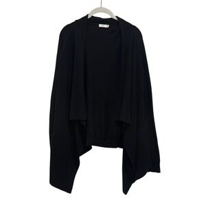 Vince‎ Black Draped Waterfall Open Front Cardigan Cashmere Blend Ribbed Sz Small